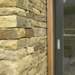 triple glazed timber lift and slide door at low energy selfbuild project Yorkshire.
