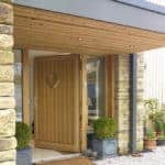 ULTRA triple glazed timber oak entrance door at low energy selfbuild project Yorkshire